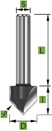 Schriftenfräser V-Nut Ø19,05 mm