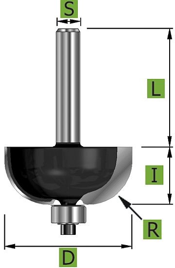 Hohlkehlfräser mit Kugellager Ø25,5 mm