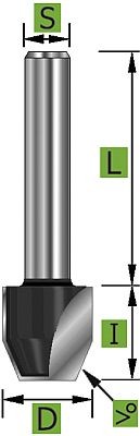 Bündigfräser mit Fase D=12,7mm S=8mm Z2