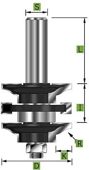 Profil-Konterprofilgarnitur Typ 'B' D 41 mm Schaft 8 mm