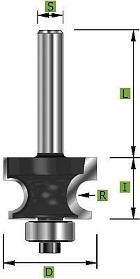 Halbstabfräser mit Kugellager Ø22,2 mm