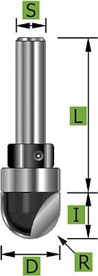 Hohlkehlfräser mit Schaft-Kugellager Ø12,0 mm