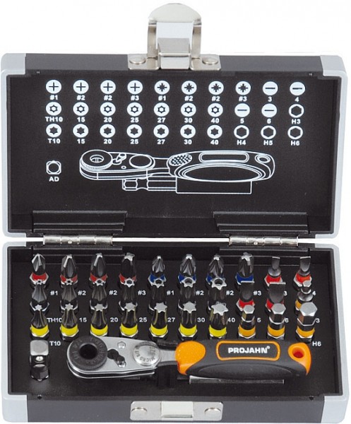 1/4' Color-Bit-Box mit Mini-Knarre 33-teilig